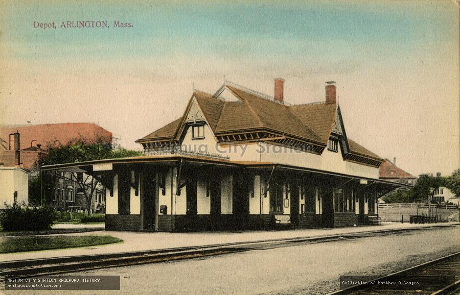 Postcard: Depot, Arlington, Massachusetts